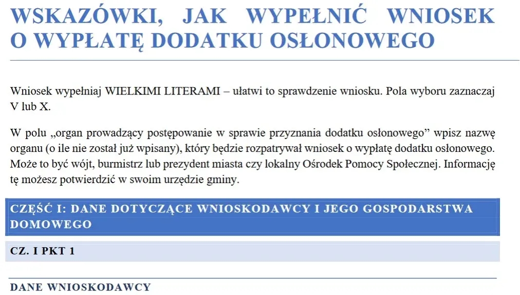 Jak poprawnie wypełnić dodatek osłonowy w bloku co zaznaczyć