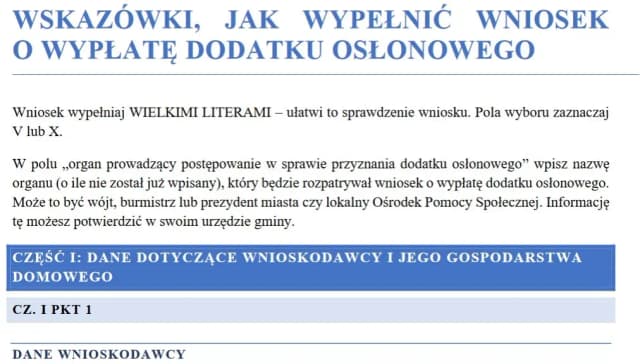 Jak poprawnie wypełnić dodatek osłonowy w bloku co zaznaczyć